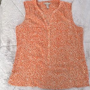 Banana Republic Orange Cheetah Print Sleeveless Blouse Size L